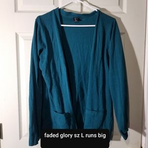 Faded Glory cardigan sz large - teal